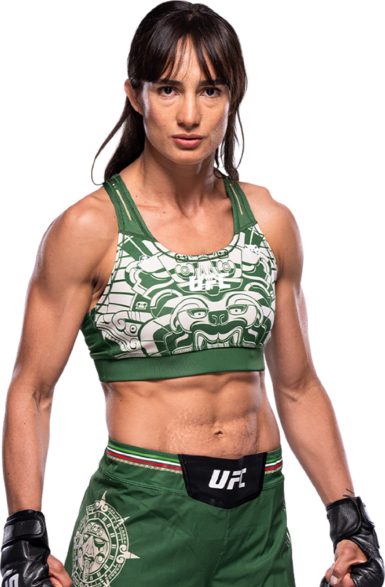 Yazmin Jauregui en retrato de atleta UFC, afiliación Entram Gym, peso paja.